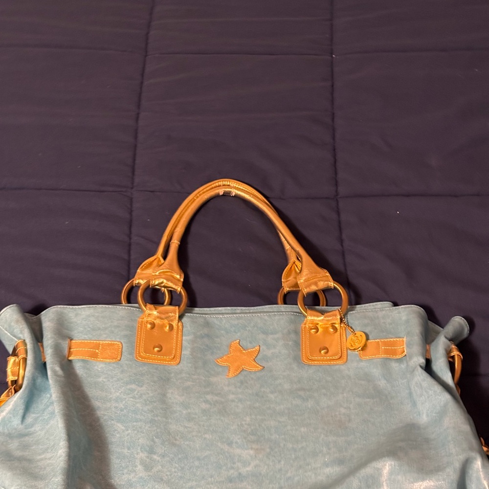 Stylish Blue and Tan Women's Bag - Picture 1 of 11